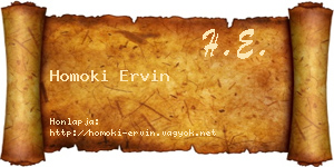 Homoki Ervin névjegykártya